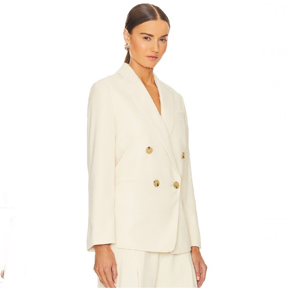 VINCE REVOLVE BEIGE CREPE DOUBLE-BREASTED BLAZER - Picture 5 of 13